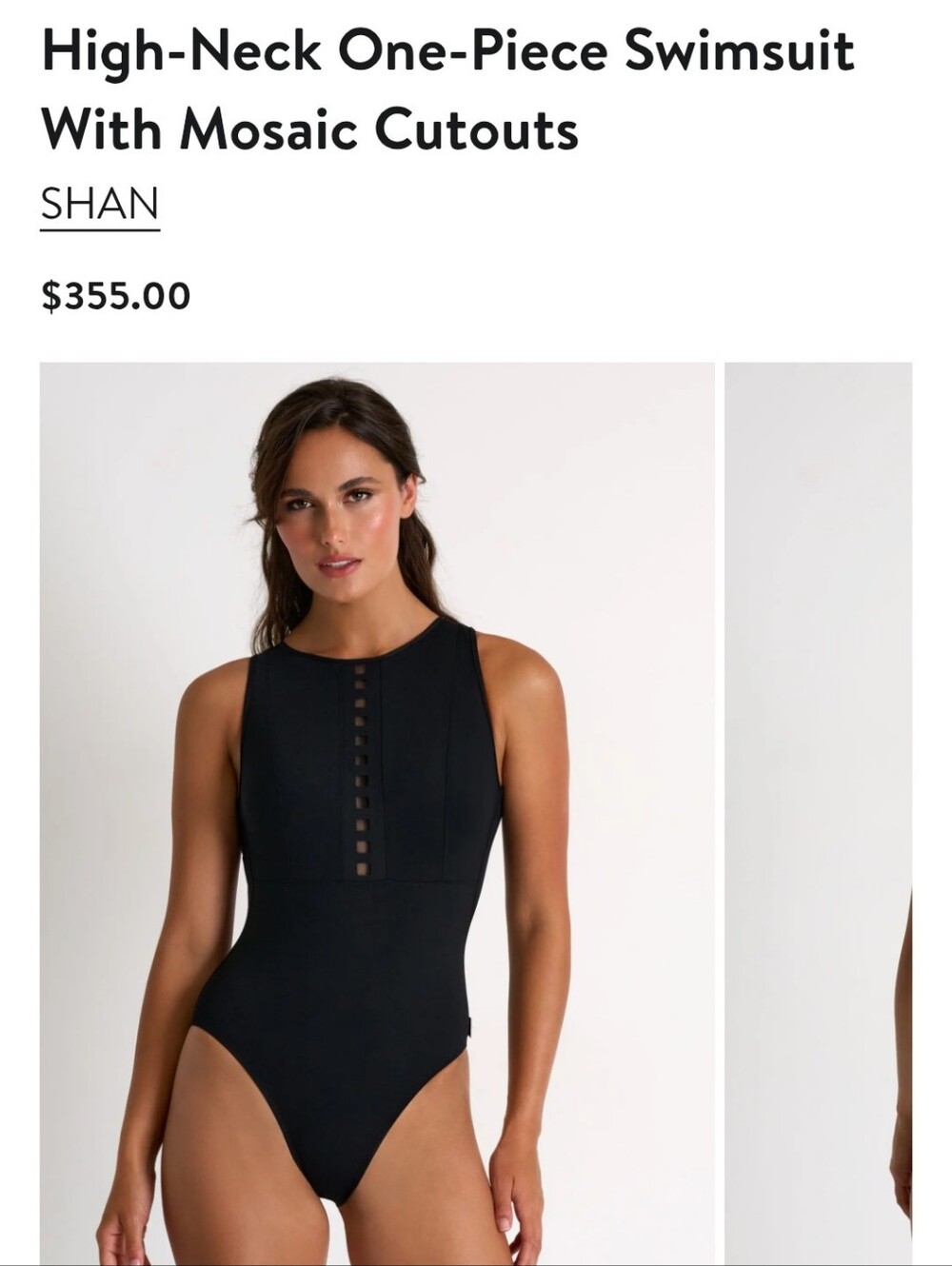 SHAN Mosaic Cutout High-Neck One-Piece Swimsuit – Women’s Size 12 | Black